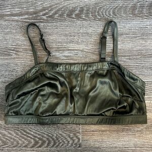 aerie Olive Satin Bralette with Adjustable Straps